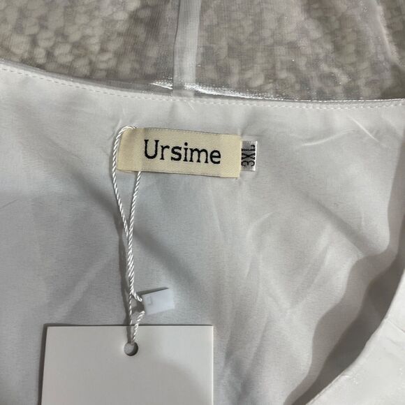 Ursime 3XL Organza Top New w/ Tags Pure White Shimmer Sheer Sleeves‎ Side Zip - Picture 3 of 8